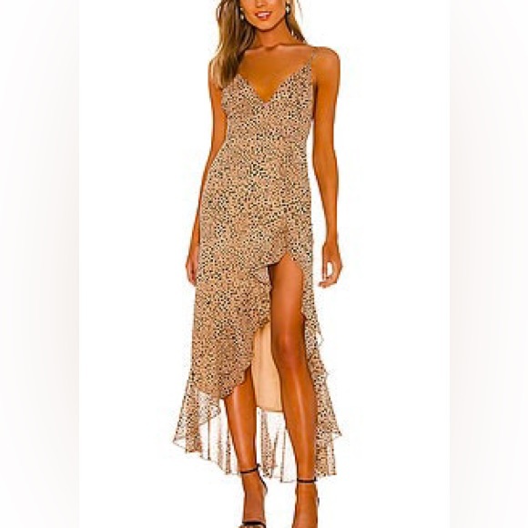 Majorelle Tan Animal Print Ruffle Hem Dress NWT Large - Picture 6 of 6